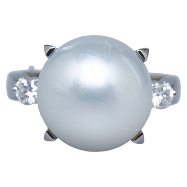 タサキ Pt900 プラチナ 白蝶真珠12.8mm ダイヤ0.24ct リング 指輪 レディース TASAKI 12.5号 【中古】