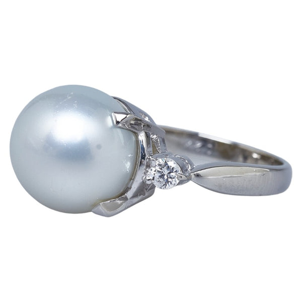 タサキ Pt900 プラチナ 白蝶真珠12.8mm ダイヤ0.24ct リング 指輪 レディース TASAKI 12.5号 【中古】
