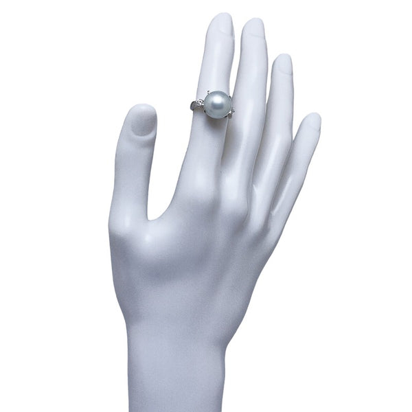 タサキ Pt900 プラチナ 白蝶真珠12.8mm ダイヤ0.24ct リング 指輪 レディース TASAKI 12.5号 【中古】