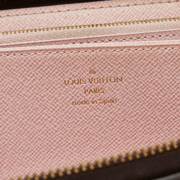 ルイ ヴィトン ダミエ エベヌ ジッピーウォレット 長財布 N60046 ローズバレリーヌ ピンク PVC レザー レディース LOUIS VUITTON 【中古】