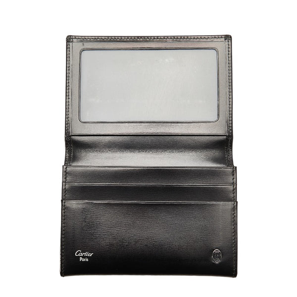 カルティエ カードケース ブラック レザー メンズ CARTIER 【中古】