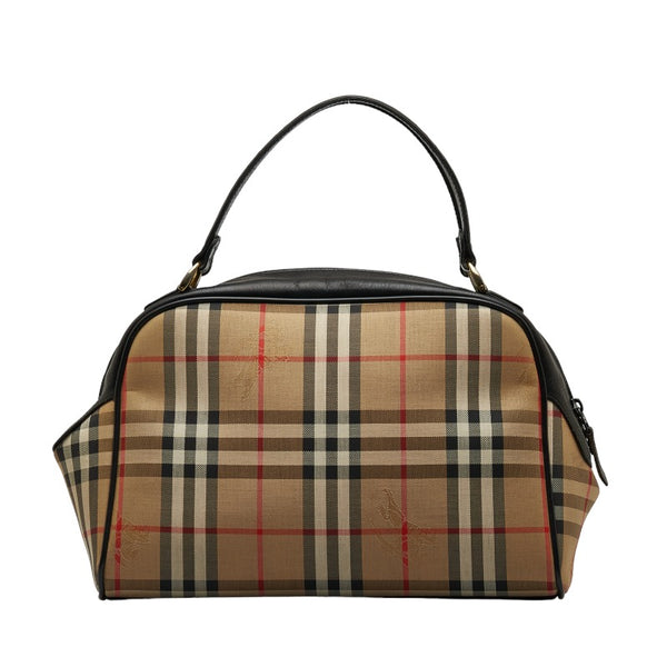 バーバリー ノバチェック シャドーホース ハンドバッグ ベージュ マルチカラー キャンバス レザー レディース BURBERRY 【中古】