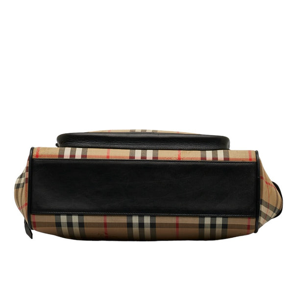 バーバリー ノバチェック シャドーホース ハンドバッグ ベージュ マルチカラー キャンバス レザー レディース BURBERRY 【中古】