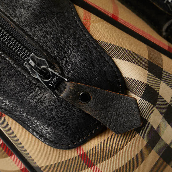 バーバリー ノバチェック シャドーホース ハンドバッグ ベージュ マルチカラー キャンバス レザー レディース BURBERRY 【中古】