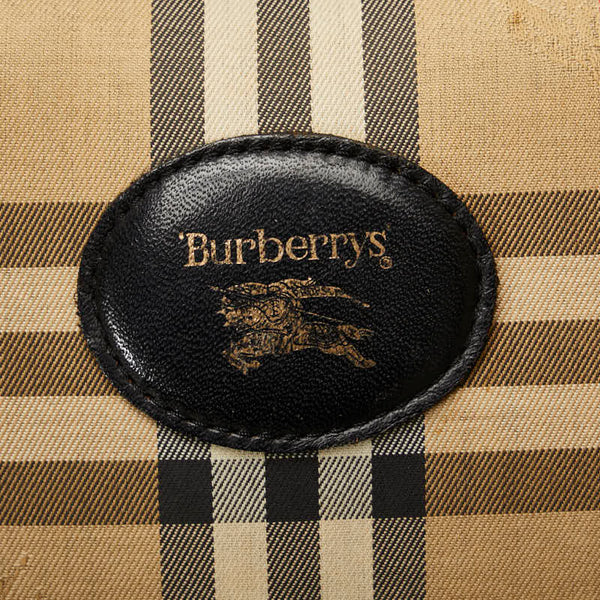バーバリー ノバチェック シャドーホース ハンドバッグ ベージュ マルチカラー キャンバス レザー レディース BURBERRY 【中古】