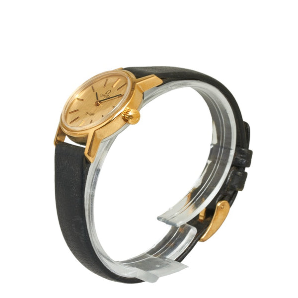 オメガ DE VILLE デビル 腕時計 クオーツ ゴールド文字盤 ステンレススチール レザー レディース OMEGA 【中古】