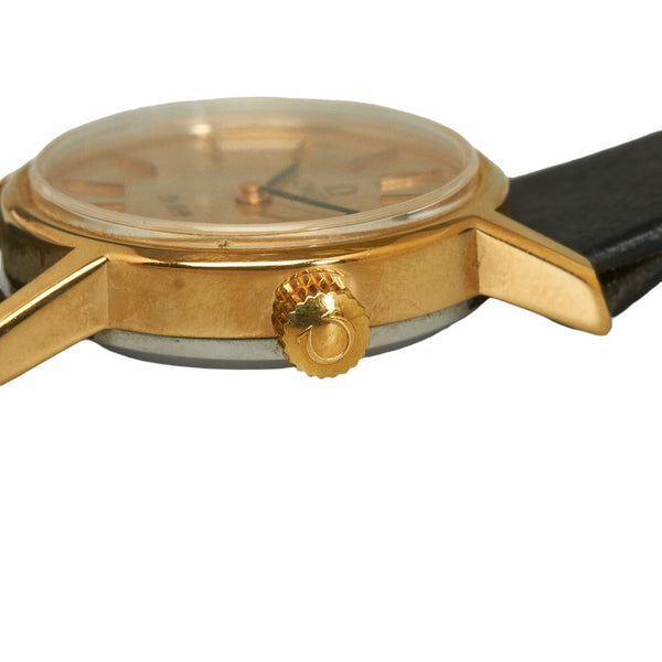 オメガ DE VILLE デビル 腕時計 クオーツ ゴールド文字盤 ステンレススチール レザー レディース OMEGA 【中古】