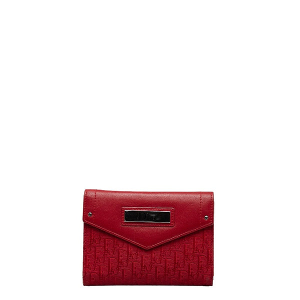 ディオール トロッター コインケース レッド キャンバス レザー レディース Dior 【中古】