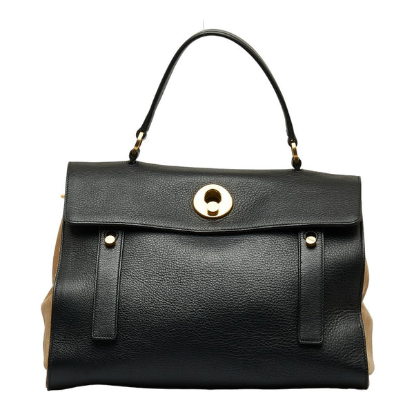 サンローラン ミューズトゥ ハンドバッグ ショルダーバッグ 2WAY 313456 ブラック ベージュ レザー スウェード レディース SAINT LAURENT 【中古】