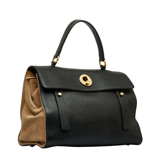 サンローラン ミューズトゥ ハンドバッグ ショルダーバッグ 2WAY 313456 ブラック ベージュ レザー スウェード レディース SAINT LAURENT 【中古】