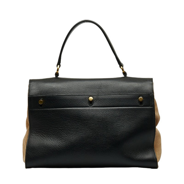 サンローラン ミューズトゥ ハンドバッグ ショルダーバッグ 2WAY 313456 ブラック ベージュ レザー スウェード レディース SAINT LAURENT 【中古】