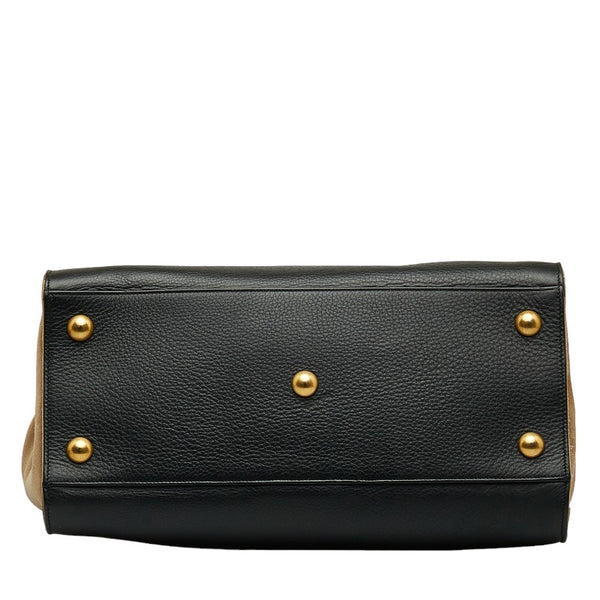 サンローラン ミューズトゥ ハンドバッグ ショルダーバッグ 2WAY 313456 ブラック ベージュ レザー スウェード レディース SAINT LAURENT 【中古】