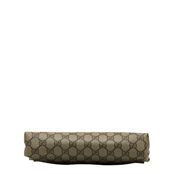 グッチ GGスプリーム セカンドバッグ クラッチバッグ ベージュ PVC レザー レディース GUCCI 【中古】