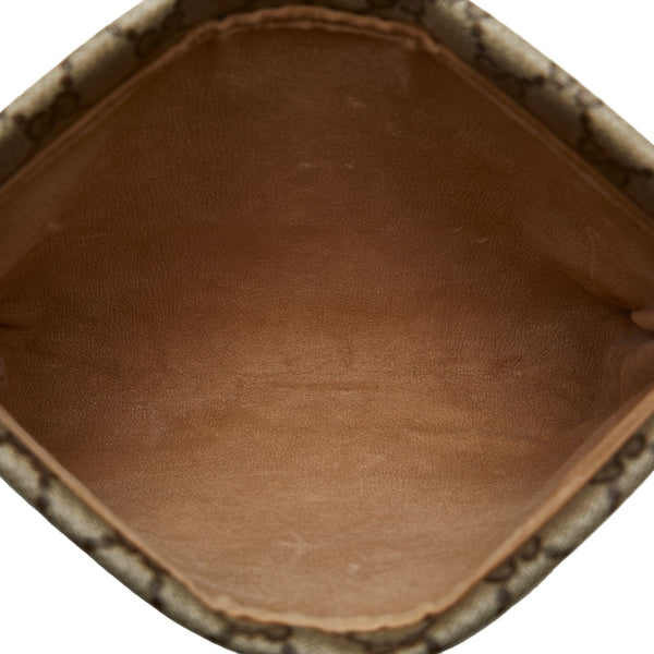 グッチ GGスプリーム セカンドバッグ クラッチバッグ ベージュ PVC レザー レディース GUCCI 【中古】