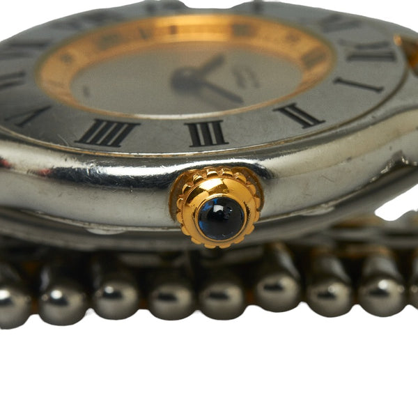 カルティエ カルティエ21 ヴァンテアン 腕時計 クオーツ シルバー文字盤 ステンレススチール レディース CARTIER 【中古】