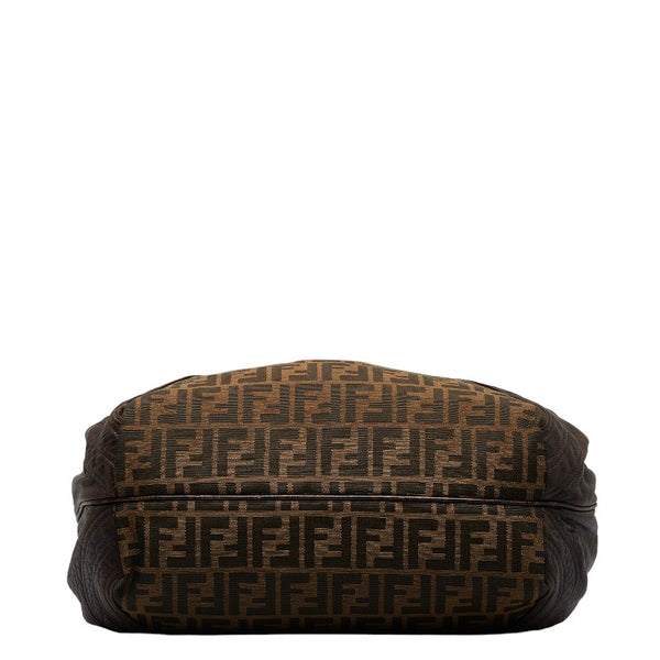 フェンディ ズッカ スパイバッグ ハンドバッグ ショルダーバッグ 8BR511 ブラウン ブラック キャンバス レザー レディース FENDI 【中古】