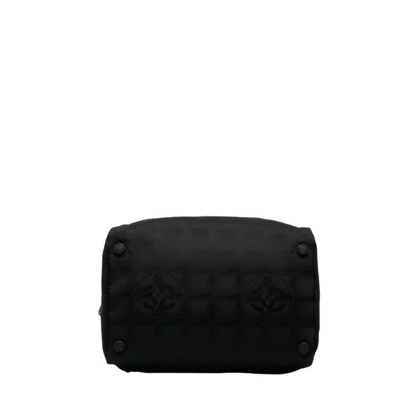 シャネル ニュートラベルライン バニティバッグ ハンドバッグ ブラック キャンバス レザー レディース CHANEL 【中古】