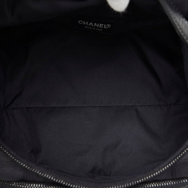 シャネル ニュートラベルライン バニティバッグ ハンドバッグ ブラック キャンバス レザー レディース CHANEL 【中古】