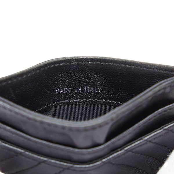 シャネル Vステッチ カードケース ブラック ラムスキン レディース CHANEL 【中古】