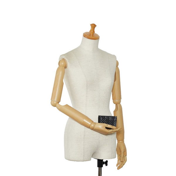 シャネル Vステッチ カードケース ブラック ラムスキン レディース CHANEL 【中古】