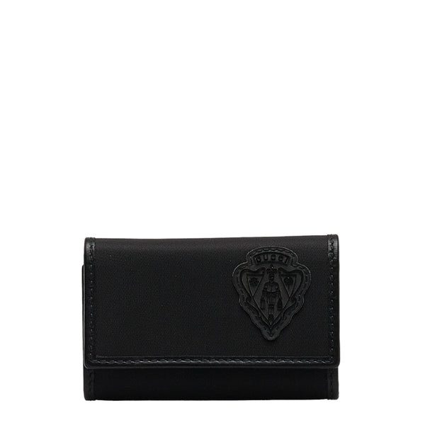 グッチ エンブレム ６連 キーケース 190418 ブラック ナイロン レザー レディース GUCCI 【中古】