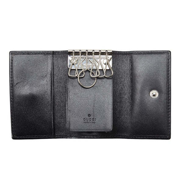 グッチ エンブレム ６連 キーケース 190418 ブラック ナイロン レザー レディース GUCCI 【中古】