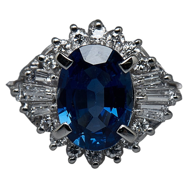 Pt900 プラチナ サファイア1.48ct ダイヤ0.32ct 三越 リング 指輪 レディース 9号 【中古】