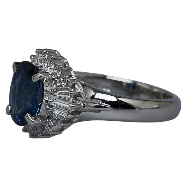 Pt900 プラチナ サファイア1.48ct ダイヤ0.32ct 三越 リング 指輪 レディース 9号 【中古】