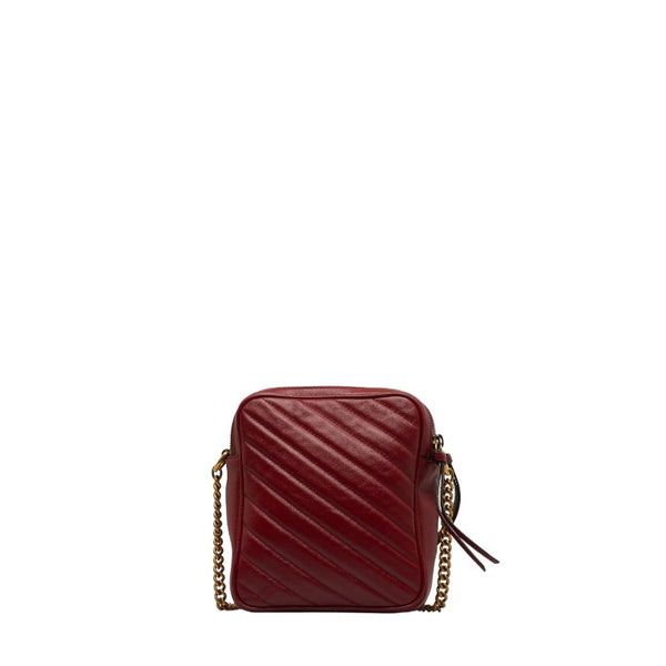 グッチ GGマーモント チェーン ショルダーバッグ 550155 レッド レザー レディース GUCCI 【中古】