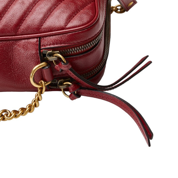 グッチ GGマーモント チェーン ショルダーバッグ 550155 レッド レザー レディース GUCCI 【中古】