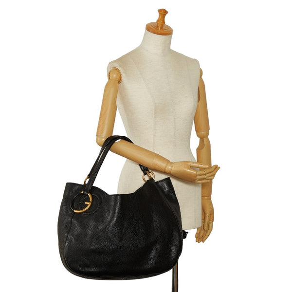 グッチ インターロッキング トートバッグ ショルダーバッグ 309531 ブラック レザー レディース GUCCI 【中古】