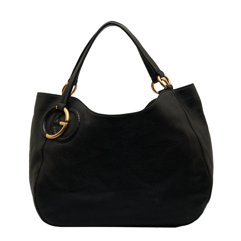 グッチ インターロッキング トートバッグ ショルダーバッグ 309531 ブラック レザー レディース GUCCI 【中古】