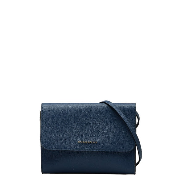 バーバリー 斜め掛け ショルダーバッグ ブルー レザー レディース BURBERRY 【中古】