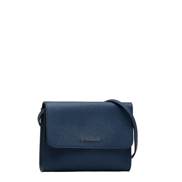 バーバリー 斜め掛け ショルダーバッグ ブルー レザー レディース BURBERRY 【中古】