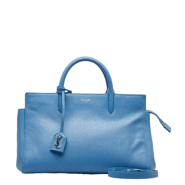 サンローラン カバ リヴゴーシュ ハンドバッグ ショルダーバッグ 2WAY 400413 ライトブルー レザー レディース SAINT LAURENT 【中古】
