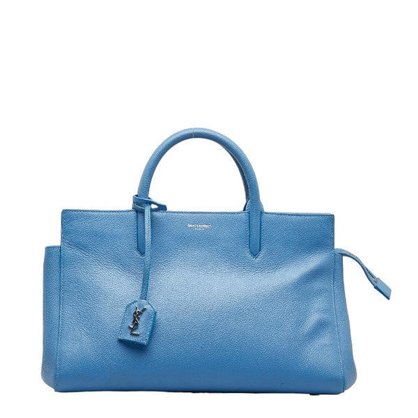 サンローラン カバ リヴゴーシュ ハンドバッグ ショルダーバッグ 2WAY 400413 ライトブルー レザー レディース SAINT LAURENT 【中古】