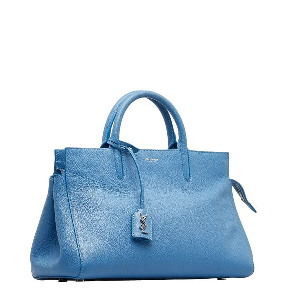 サンローラン カバ リヴゴーシュ ハンドバッグ ショルダーバッグ 2WAY 400413 ライトブルー レザー レディース SAINT LAURENT 【中古】