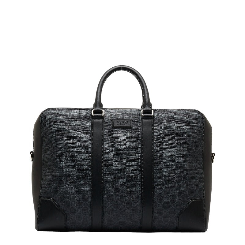 グッチ GGスプリーム ビジネスバッグ ブリーフケース 書類カバン 474134 ブラック PVC レザー メンズ GUCCI 【中古】