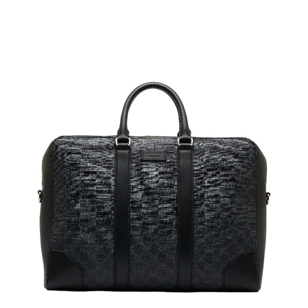 グッチ GGスプリーム ビジネスバッグ ブリーフケース 書類カバン 474134 ブラック PVC レザー メンズ GUCCI 【中古】