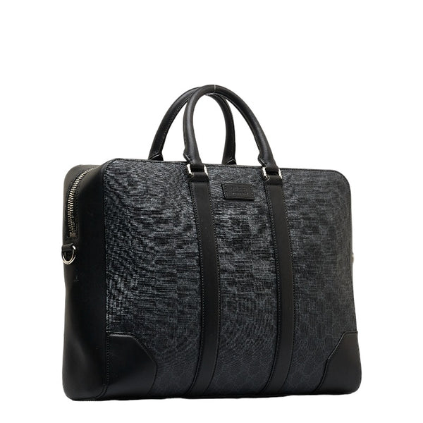 グッチ GGスプリーム ビジネスバッグ ブリーフケース 書類カバン 474134 ブラック PVC レザー メンズ GUCCI 【中古】