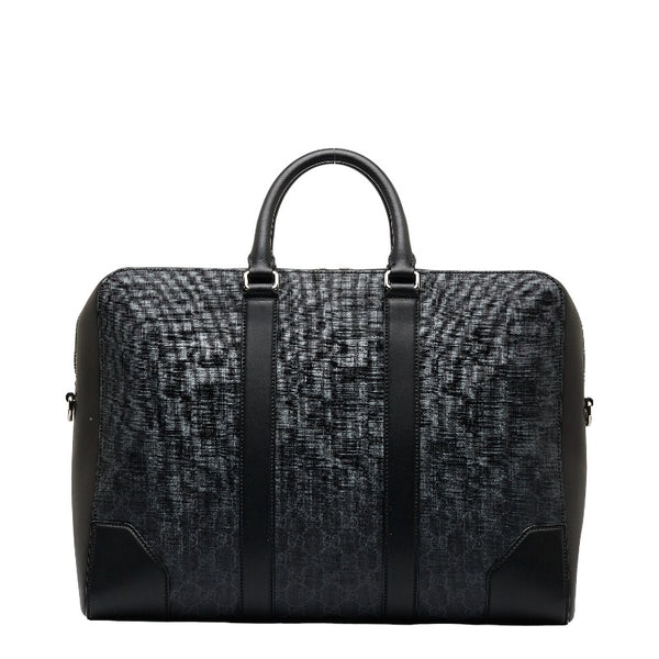 グッチ GGスプリーム ビジネスバッグ ブリーフケース 書類カバン 474134 ブラック PVC レザー メンズ GUCCI 【中古】