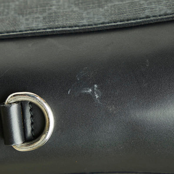 グッチ GGスプリーム ビジネスバッグ ブリーフケース 書類カバン 474134 ブラック PVC レザー メンズ GUCCI 【中古】