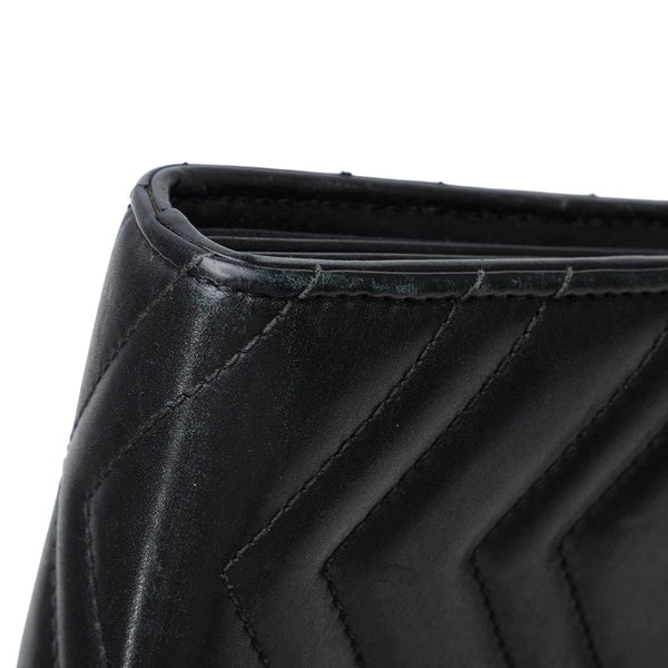 グッチ GGマーモント チェーン ショルダーバッグ 474575 ブラック レザー レディース GUCCI 【中古】