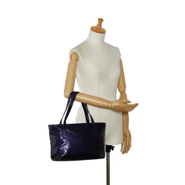 グッチ GGインプリメ ハンドバッグ トートバッグ 211138 ネイビー PVC レザー レディース GUCCI 【中古】