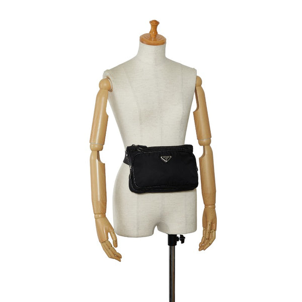 プラダ ウエストバッグ ボディバッグ ブラック ナイロン レザー レディース PRADA 【中古】