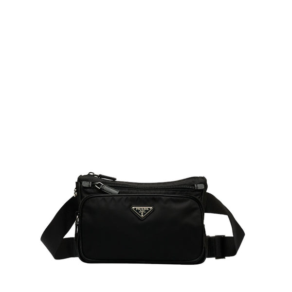 プラダ ウエストバッグ ボディバッグ ブラック ナイロン レザー レディース PRADA 【中古】