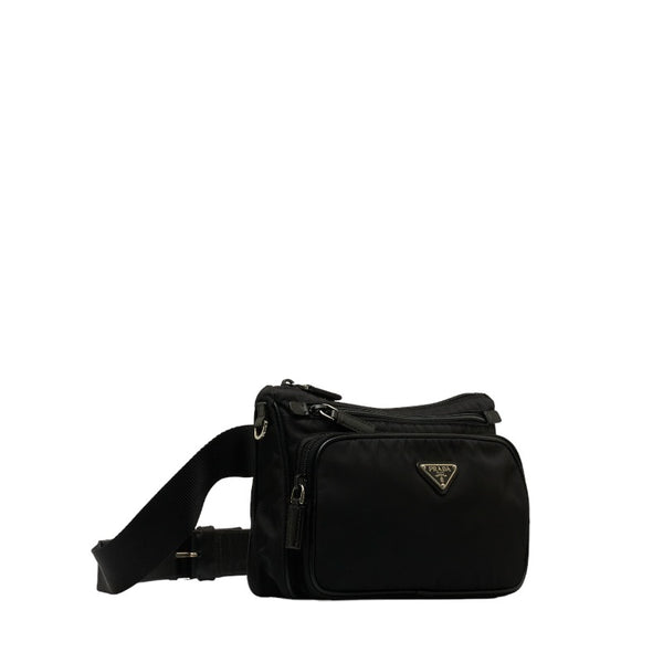 プラダ ウエストバッグ ボディバッグ ブラック ナイロン レザー レディース PRADA 【中古】