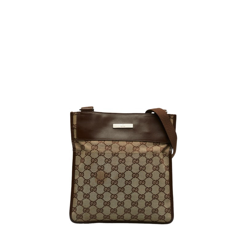 グッチ GGキャンバス 斜め掛け ショルダーバッグ 019 0348 ベージュ ブラウン キャンバス レザー レディース GUCCI 【中古】