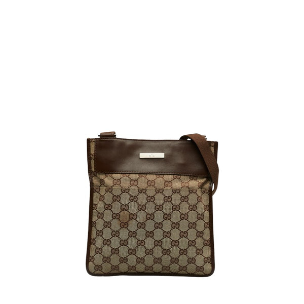 グッチ GGキャンバス 斜め掛け ショルダーバッグ 019 0348 ベージュ ブラウン キャンバス レザー レディース GUCCI 【中古】