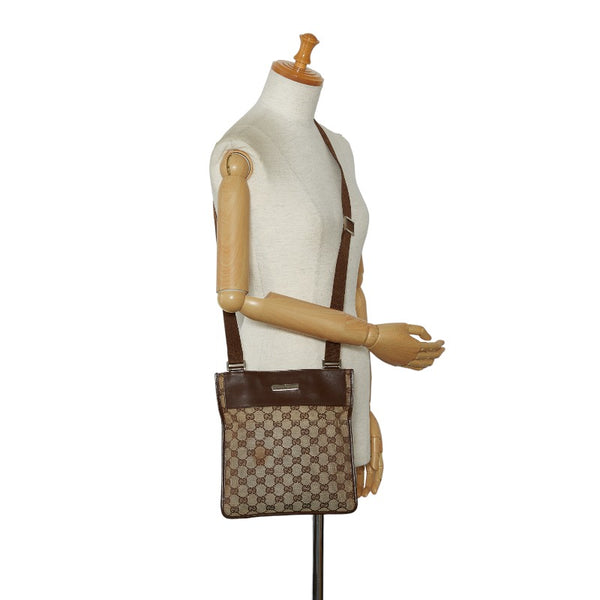 グッチ GGキャンバス 斜め掛け ショルダーバッグ 019 0348 ベージュ ブラウン キャンバス レザー レディース GUCCI 【中古】